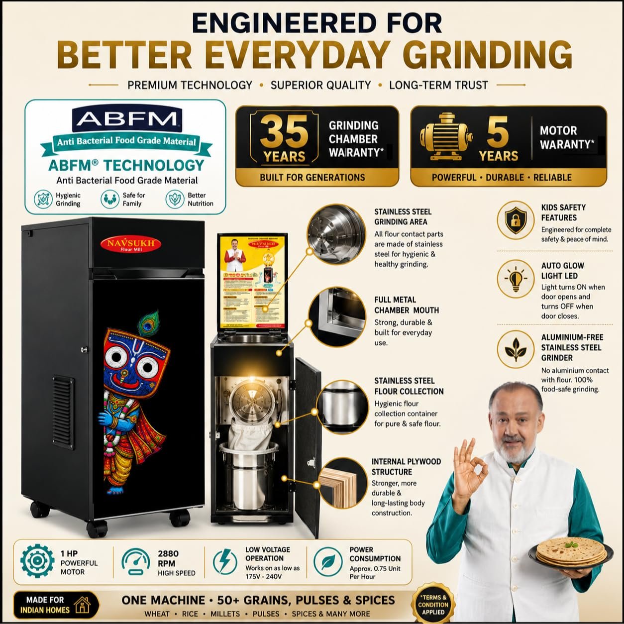 navsukh devotion atta chakki | automatic flour mill for home navsukh devotion atta chakki | automatic flour mill for home